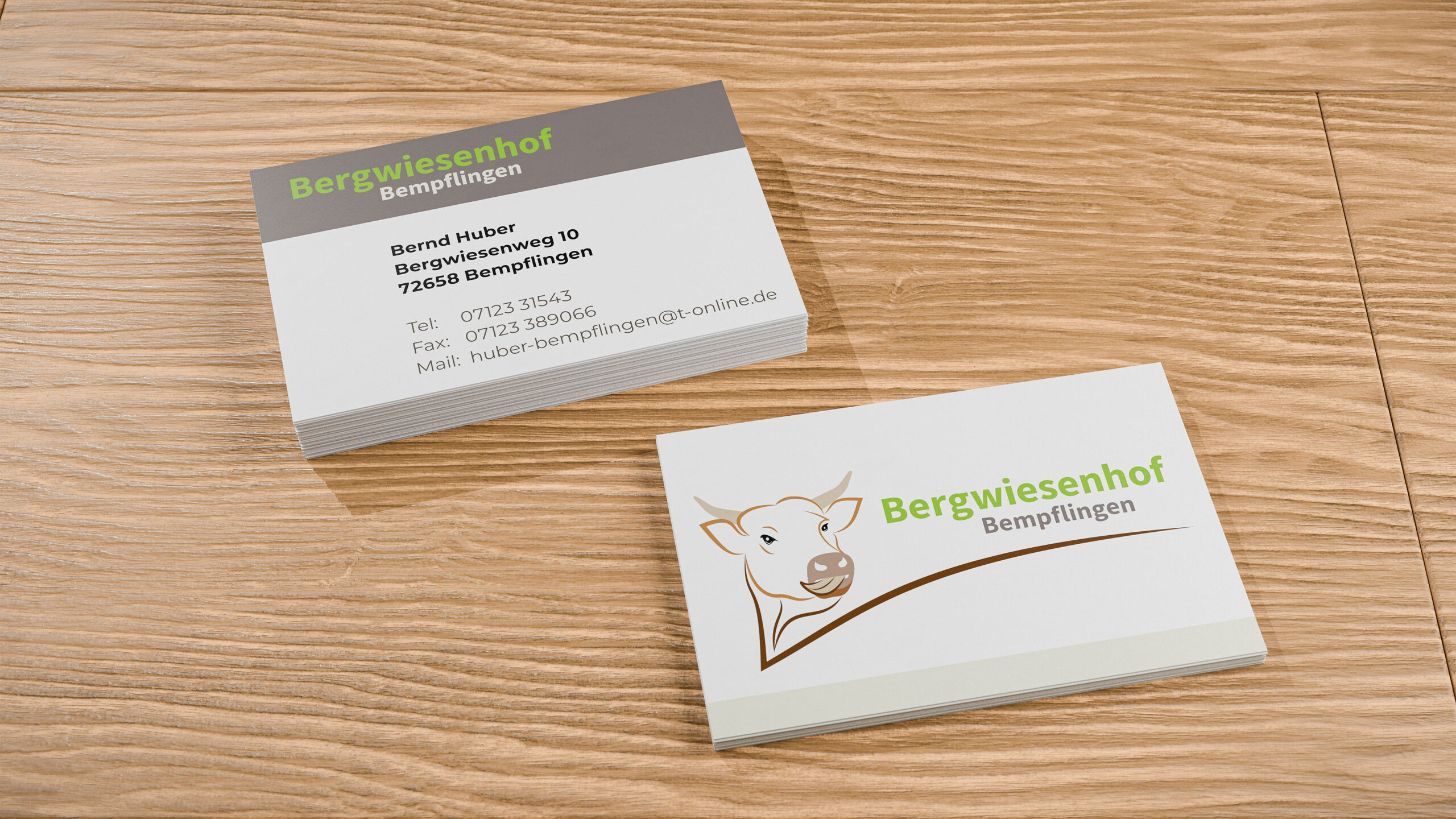 Visitenkarte für den Bergwiesenhof Bempflingen.