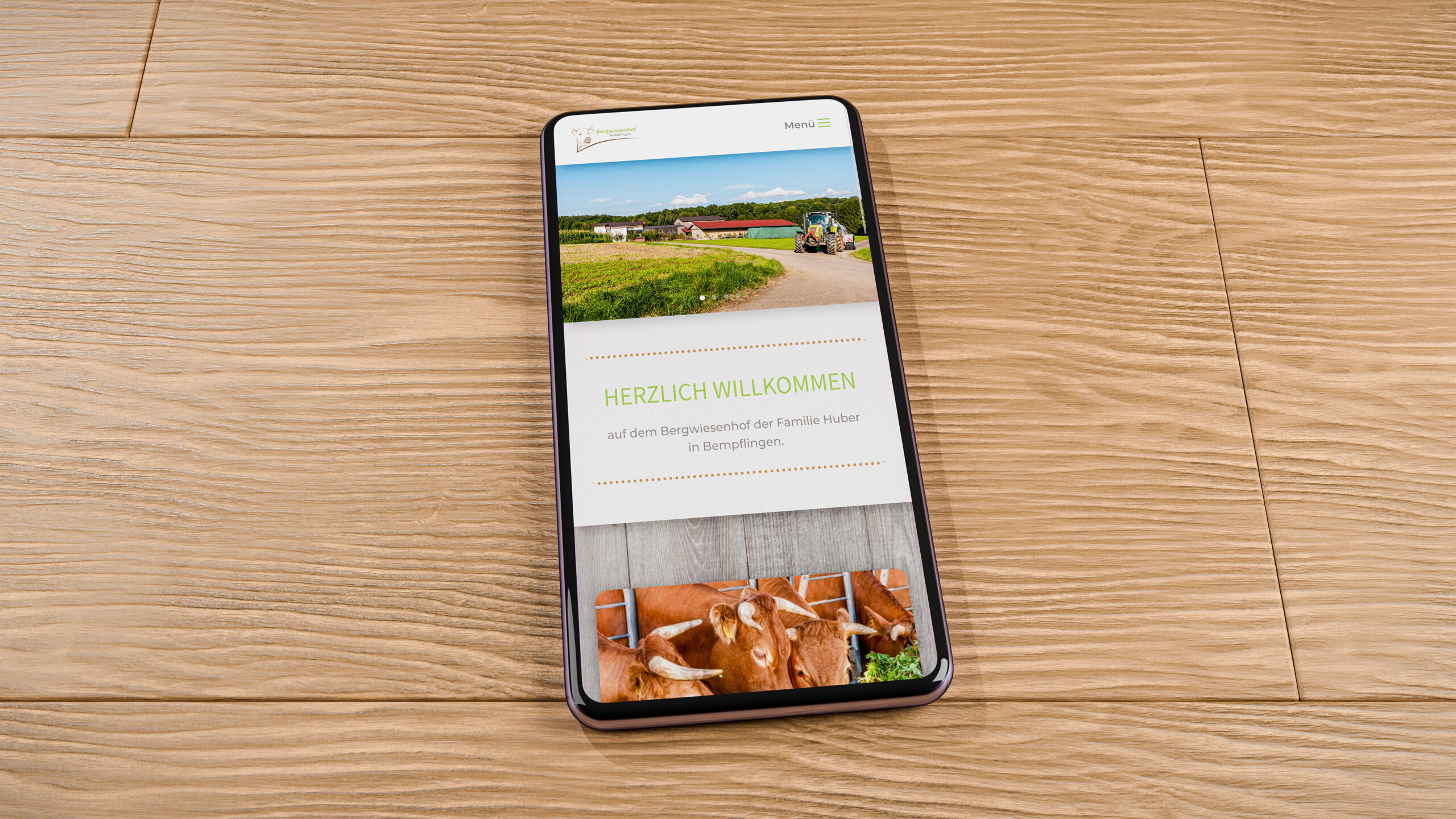 Mobile Ansicht der Website des Bergwiesenhofs Bempflingen.